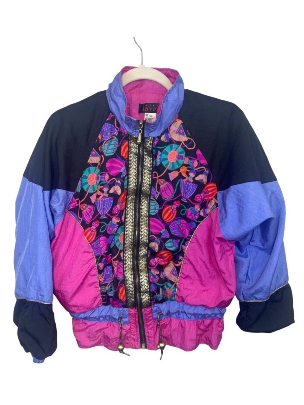 Vintage Colorblock Windbreaker Jacket Retro 80s 90s Zip Up Girl's L Full Zip